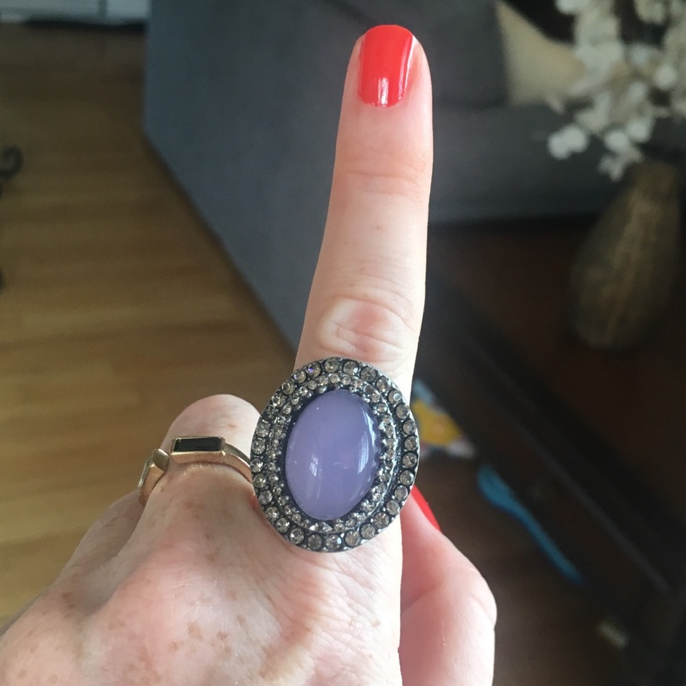 Purple stone/crystal encrusted ring Size 8